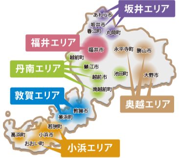 コープ県民生協の配送地域マップ