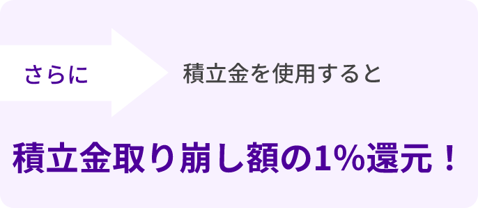 さらに積立金を使用すると積立金取り崩し額の1％還元！