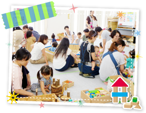 木のおもちゃであそぼうの1コマ
