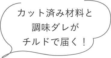 カット済み材料と調味ダレがチルドで届く！