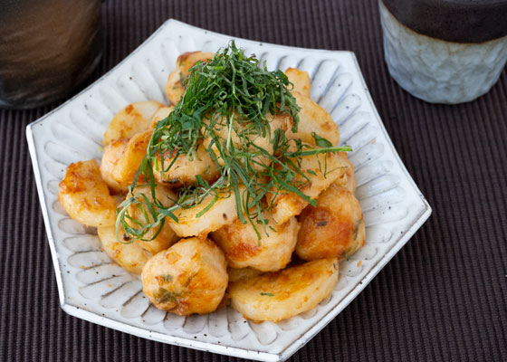 鶏つみれと長芋の梅照り焼き