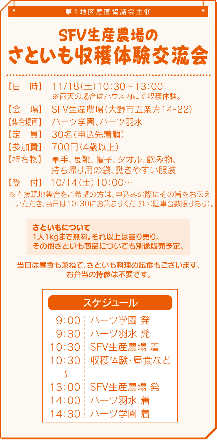 SFV生産農場のさといも収穫体験交流会
