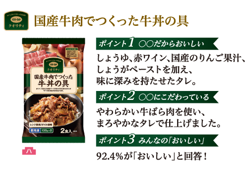 国産牛肉でつくった牛丼の具